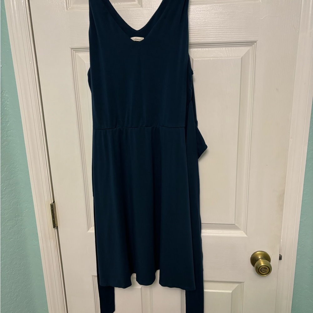 Soma Teal Sleeveless Dress Tie front with pockets